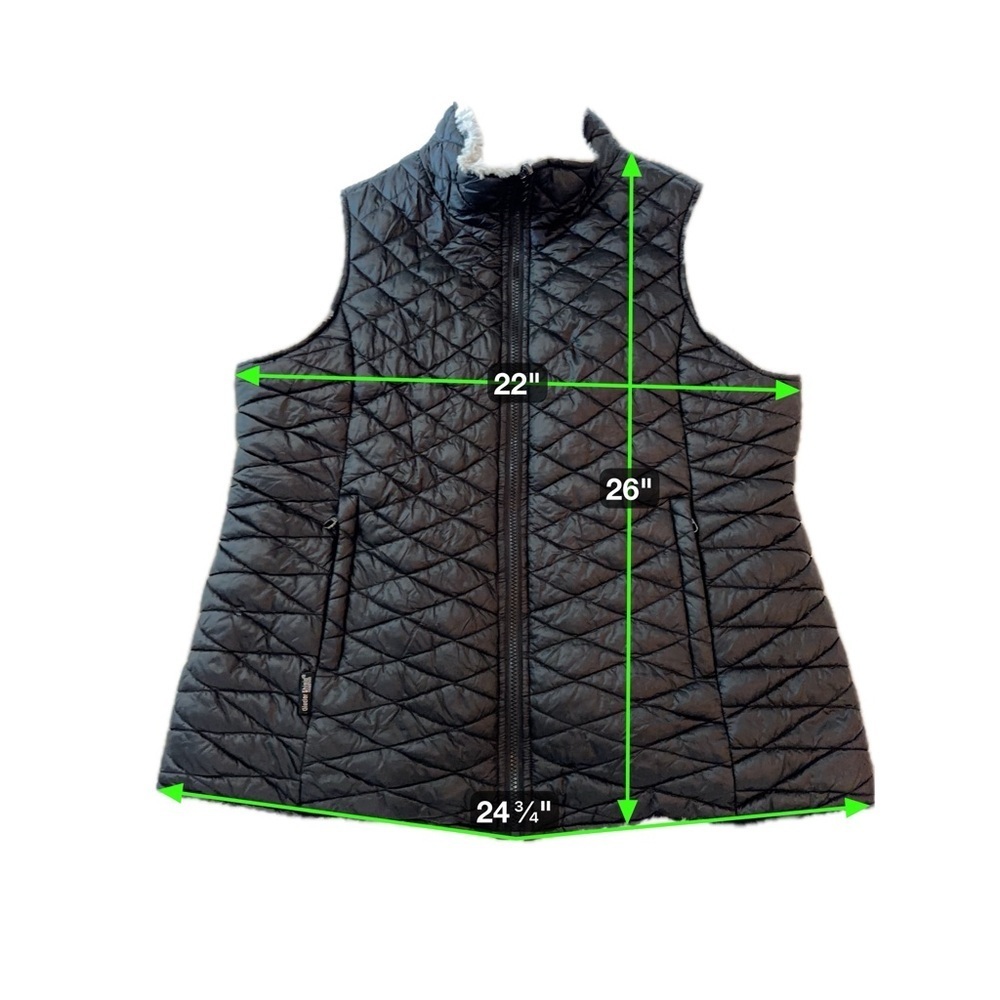Steve Madden Quilted Puffer Vest Black Faux Sherpa Lined Women’s XL - Picture 4 of 15